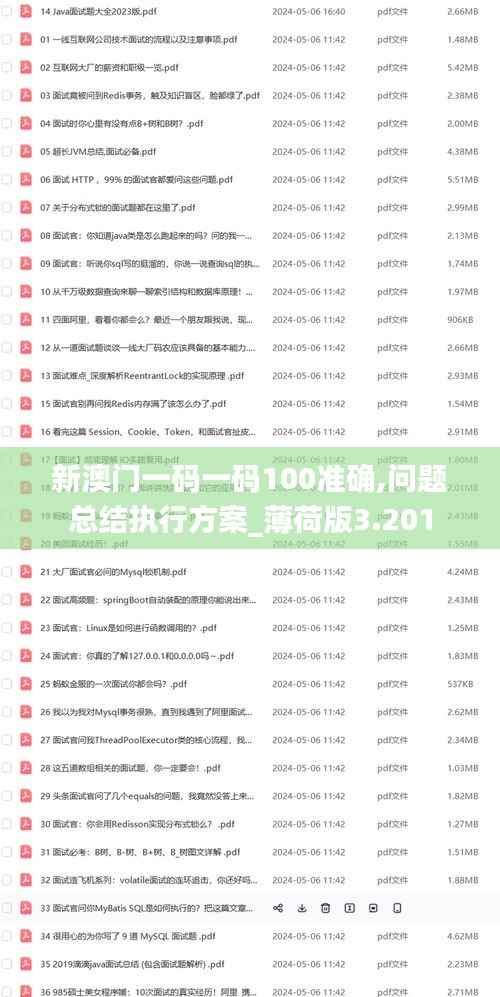 新澳门一码一码100准确,问题总结执行方案_薄荷版3.201