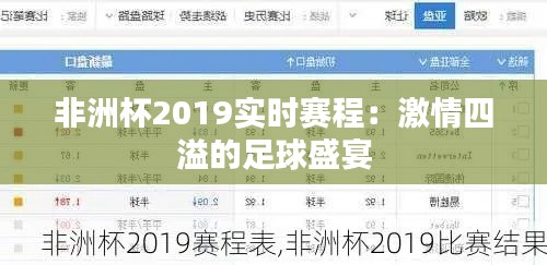 非洲杯2019实时赛程：激情四溢的足球盛宴