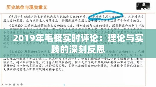 2019年毛概实时评论:理论与实践的深刻反思