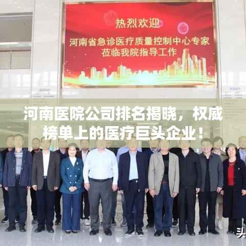 河南医院公司排名揭晓,权威榜单上的医疗巨头企业!