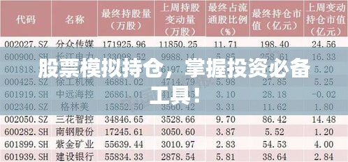 股票模拟持仓，掌握投资必备工具！