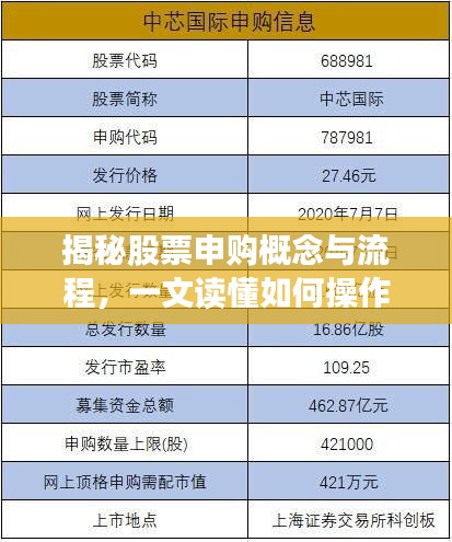 揭秘股票申购概念与流程,一文读懂如何操作!