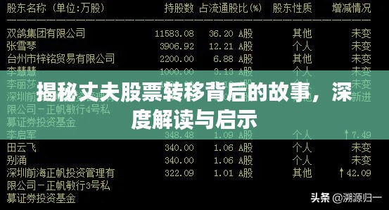 揭秘丈夫股票转移背后的故事，深度解读与启示
